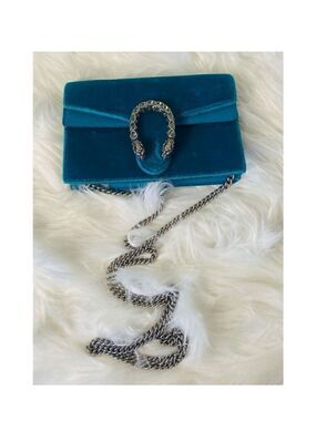 🛍️ Gucci Dionysus Authentic Super Mini Teal Velvet bag with Original Hardware
